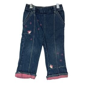 Vintage OshKosh B'gosh Blue Jeans with birds flower Embroidery Size 18M